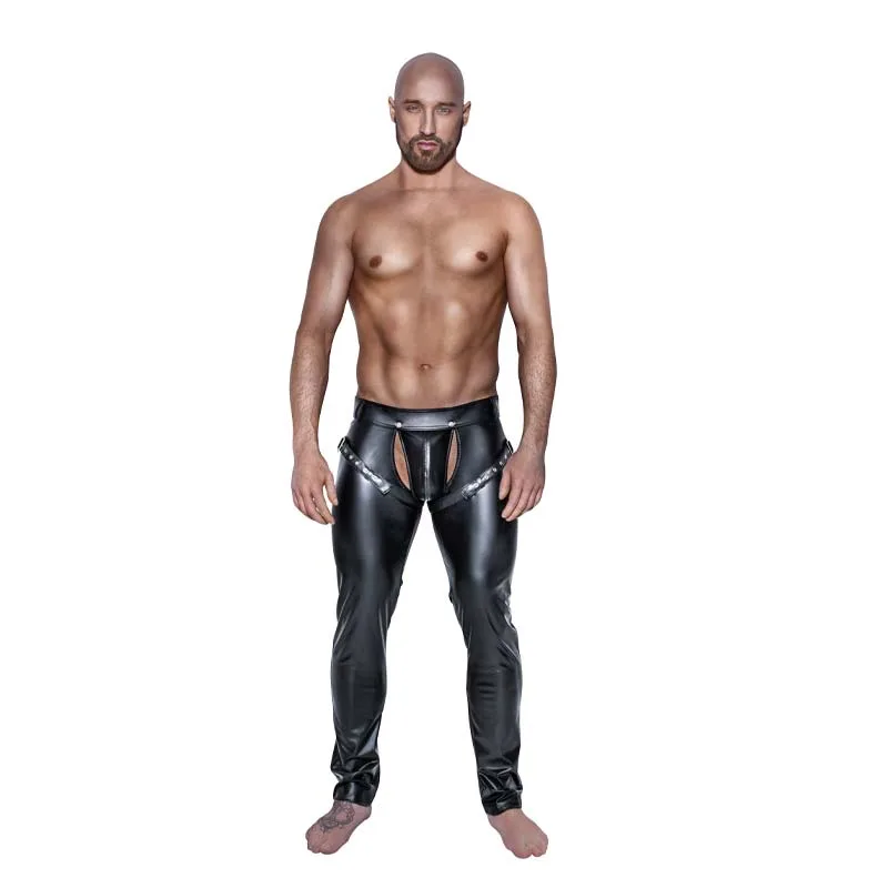 5. Noir Handmade Crotchless Wetlook Leggings — Mest vovet — Crotchless wetlook leggings med lynlås