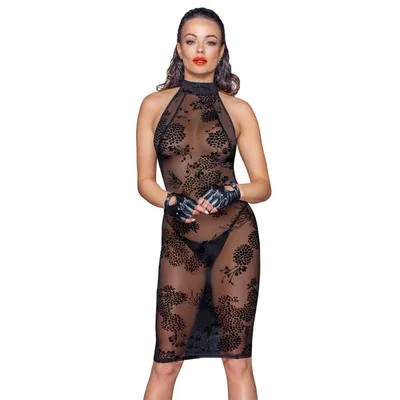 Noir Handmade Tyl Midi Kjole med broderi