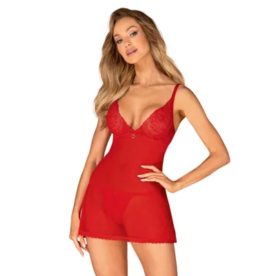 Obsessive babydoll lingeri-sæt — blondedetaljer